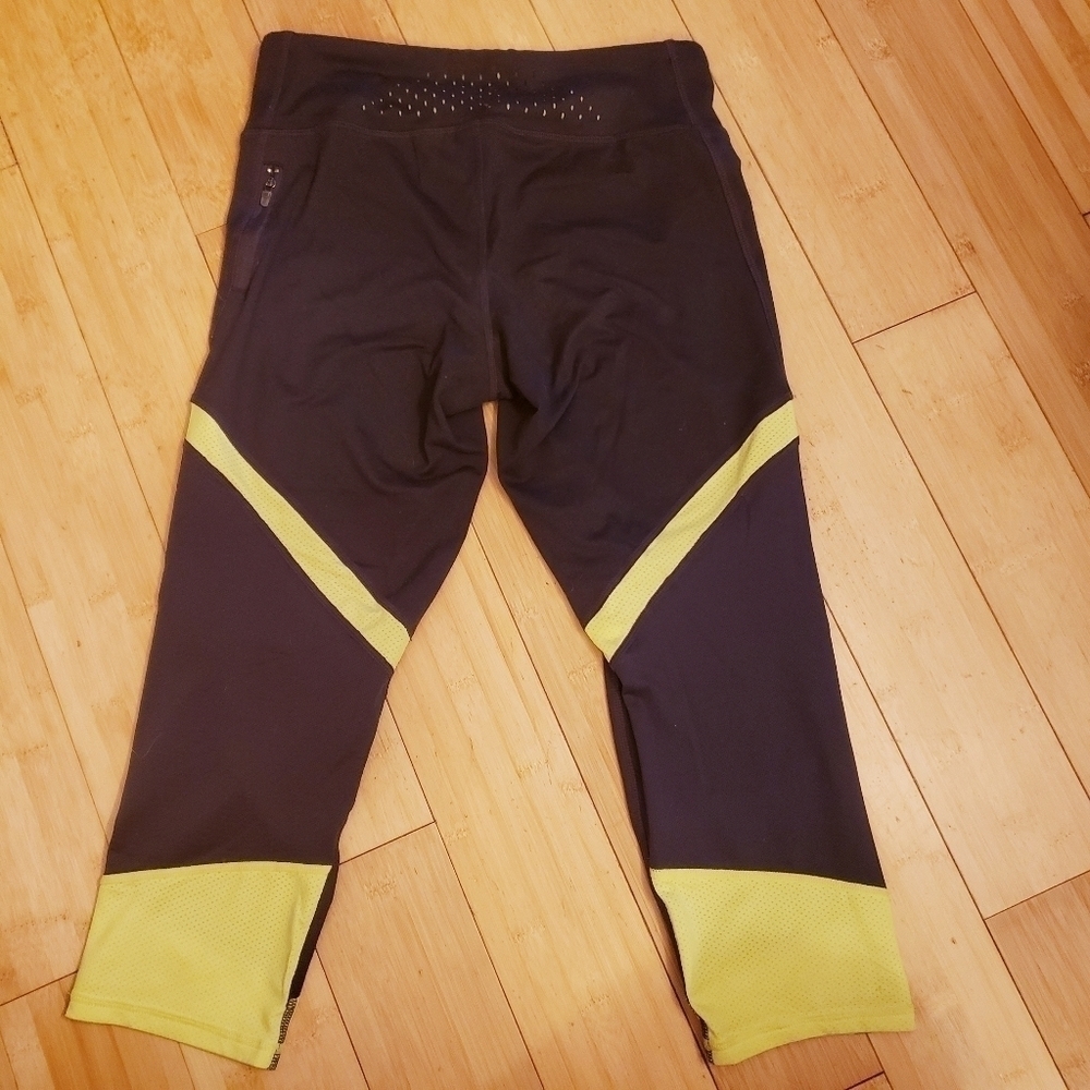 Champion DuoDry Cropped Leggings Hidden Drawstring Women's XS Grey Green EUC